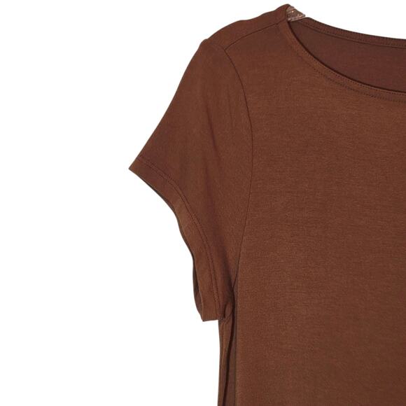 Eileen Fisher T Shirt Dress Short Sleeve Mini Brown Relaxed Fit Minimalist Small - Picture 3 of 10